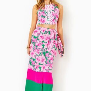 Lilly Pulitzer Leif Floral Pink and Green Two-Piece Set